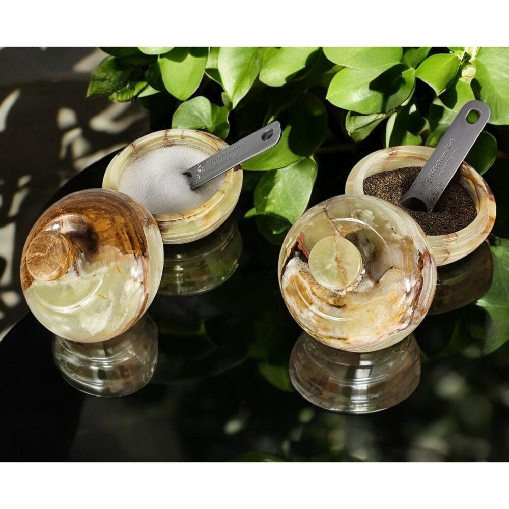 Salt and pepper shakers, unique salt & pepper shakers, onyx green salt cellars